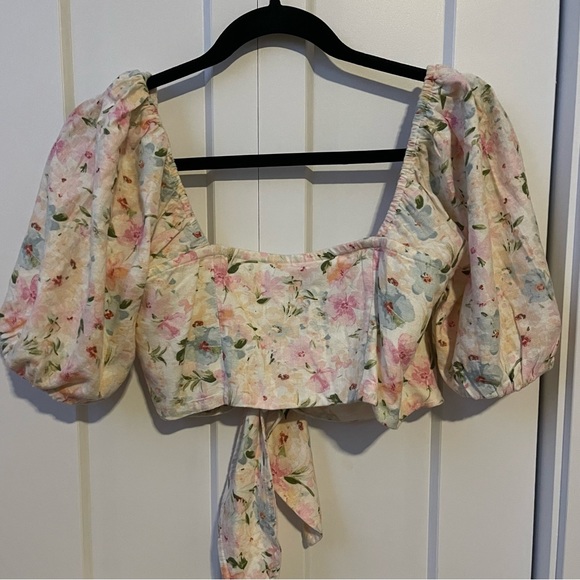 Abercrombie Floral Tie Cropped Top - Picture 2 of 2